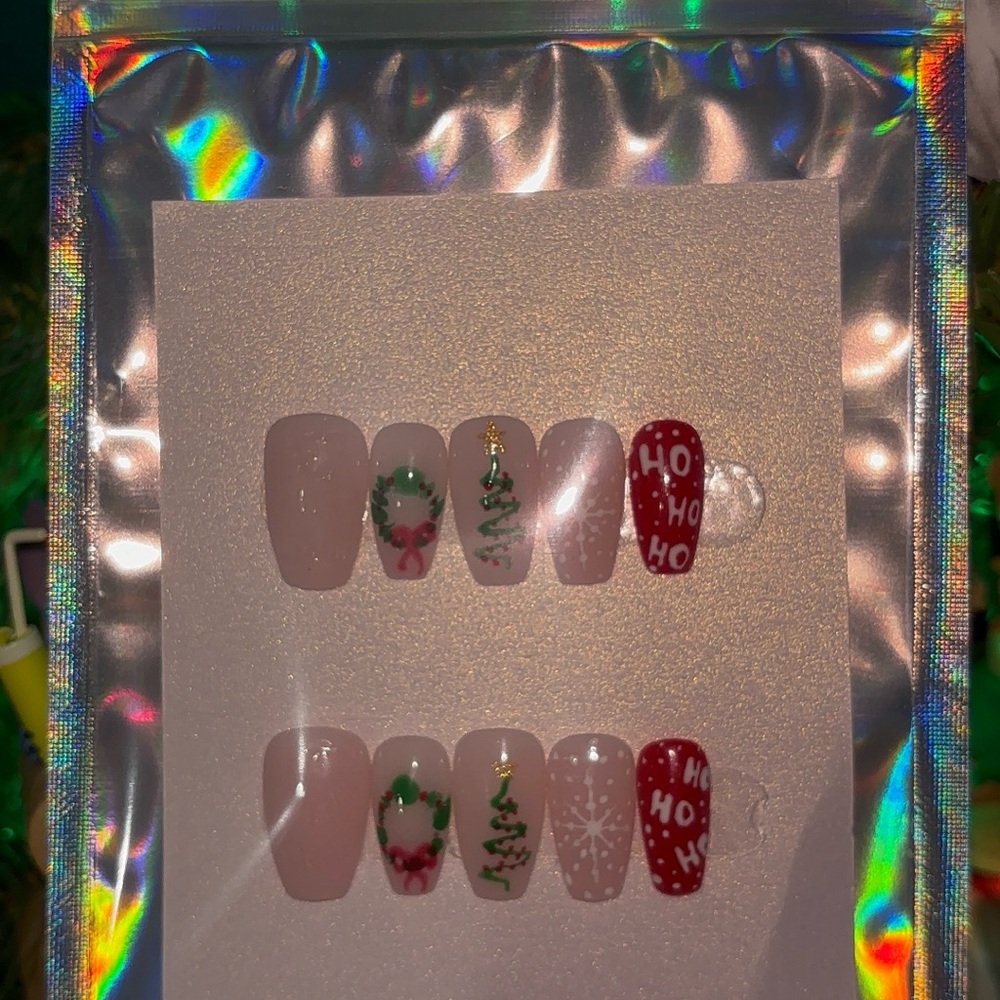 Festive Christmas Nail Art Set HANDMADE